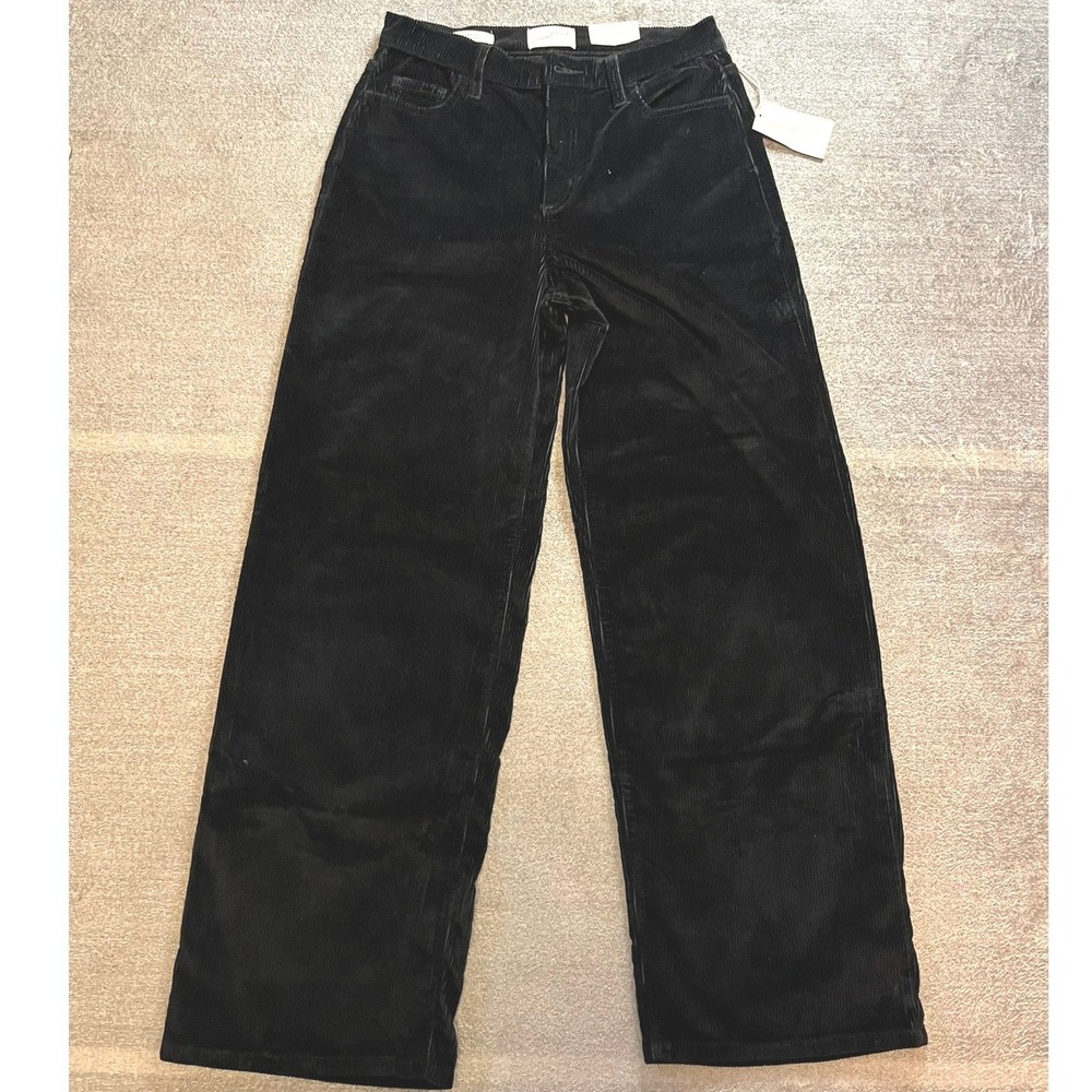 Universal Thread Black Corduroy Relaxed Wide Leg Pants High Rise Womens 6R  NWT